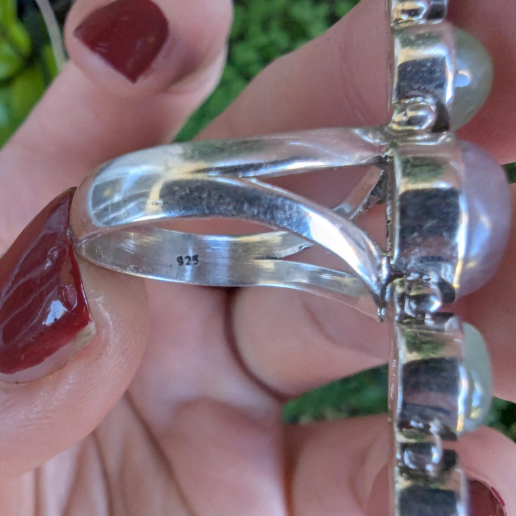 Amethyst Rose Quartz Ring: Sterling Silver Vintage Statement Jewelry