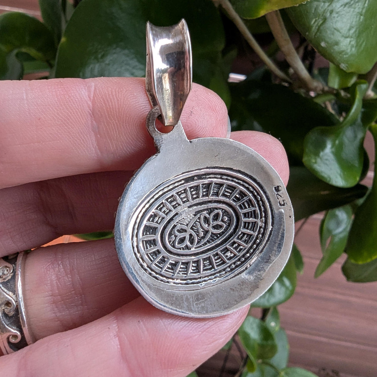 Vintage Tibetan Coral & Sterling Silver decorative pendant