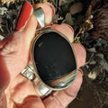 Vintage Banded Earthy Agate & Sterling Silver pendant