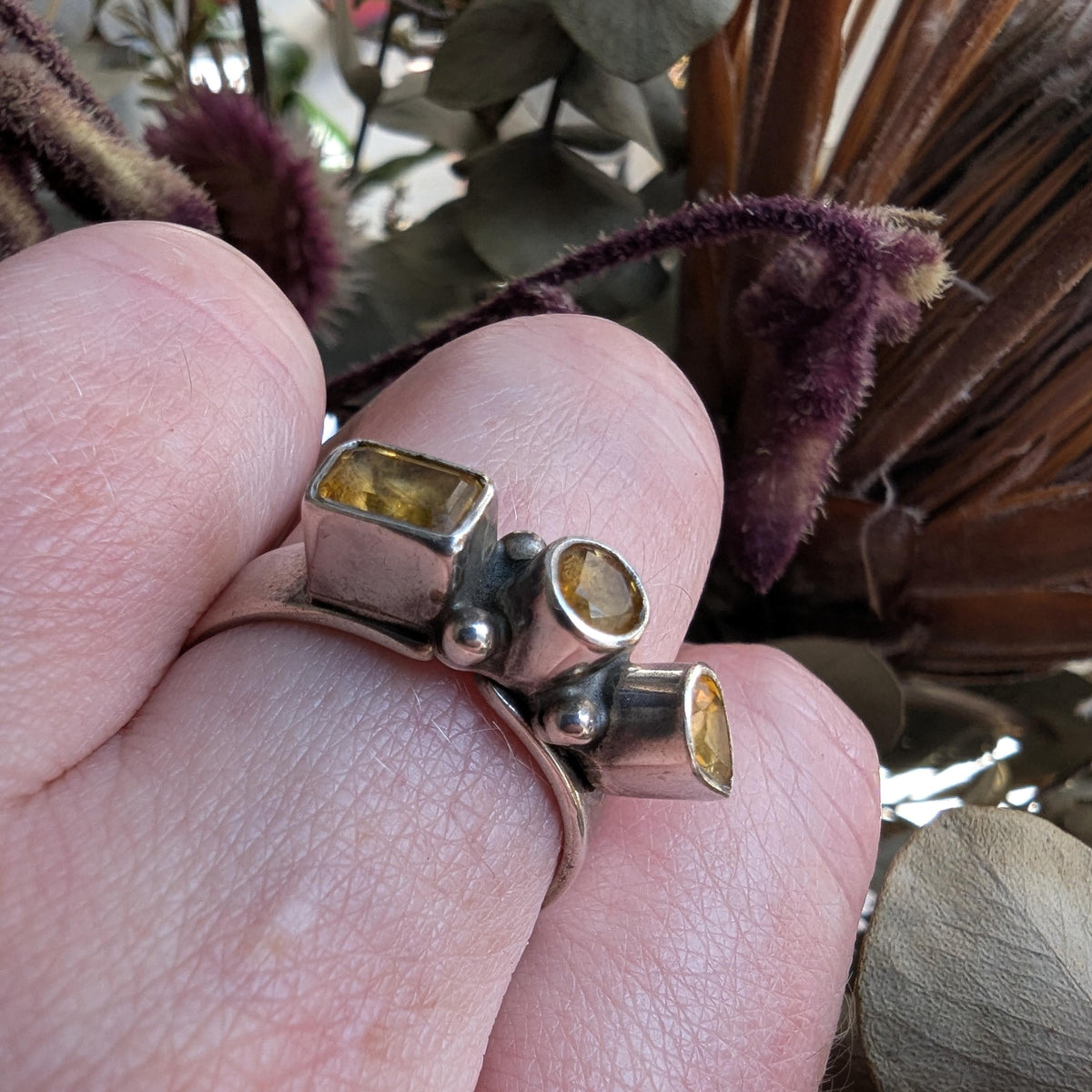Navajo Sterling Silver & Citrine Preloved Ring by Ann Curley