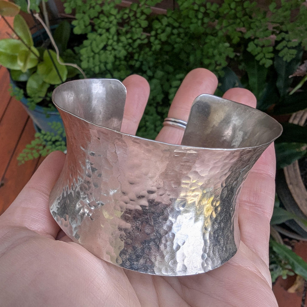 Vintage Chunky Hammered Sterling Silver Cuff bracelet