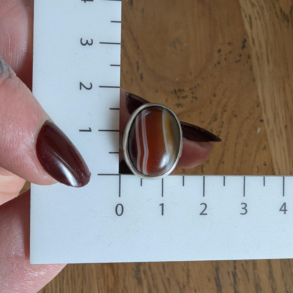 Vintage Agate & Sterling Silver ring - London 1974 hallmarked