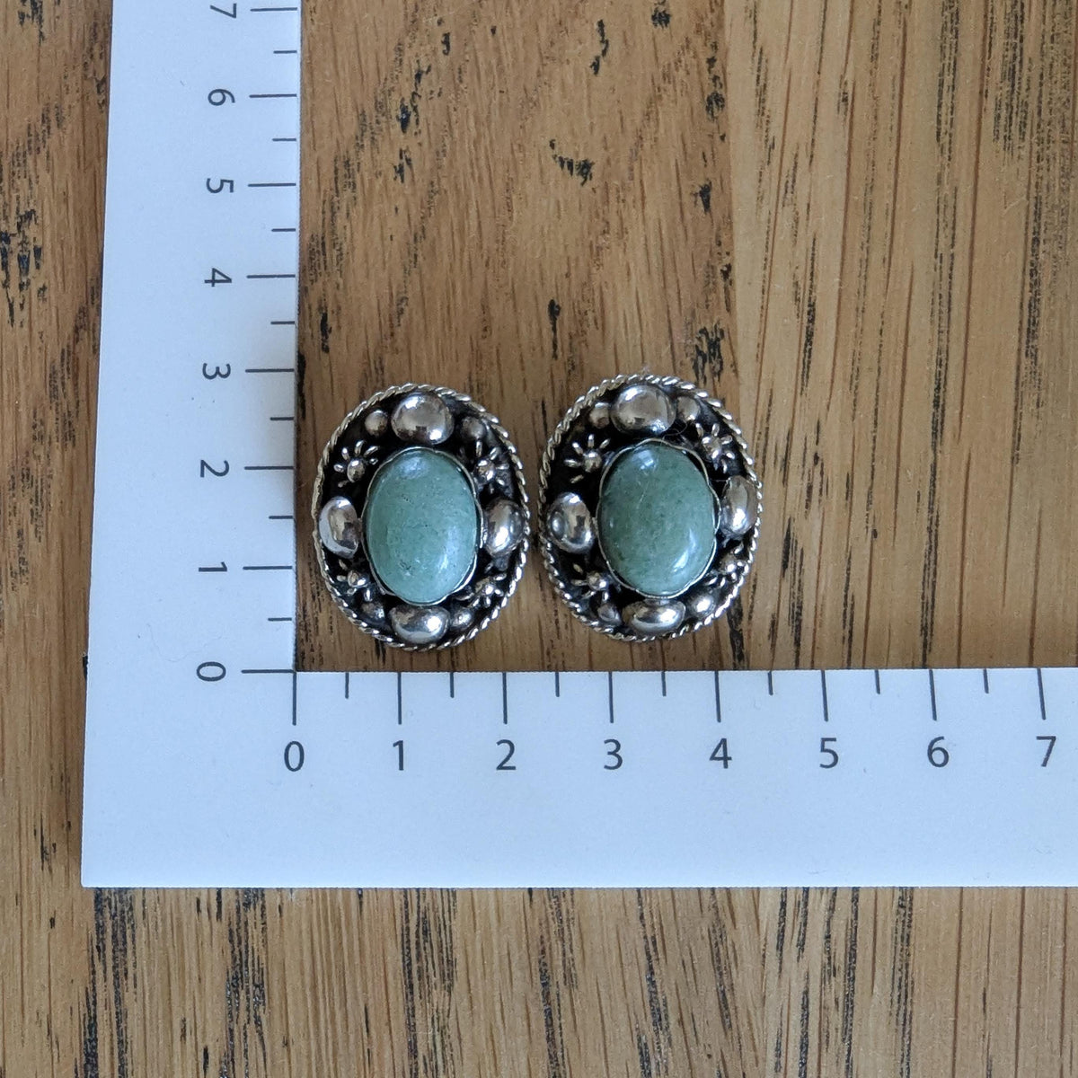 Vintage Aventurine Sterling Silver clip-on earrings