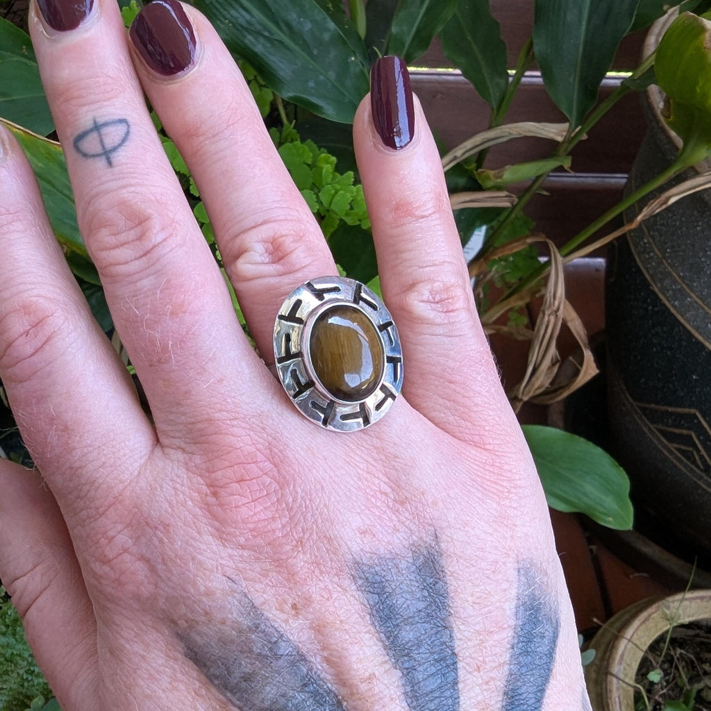 Vintage Tigers Eye Mexican Sterling Silver ring