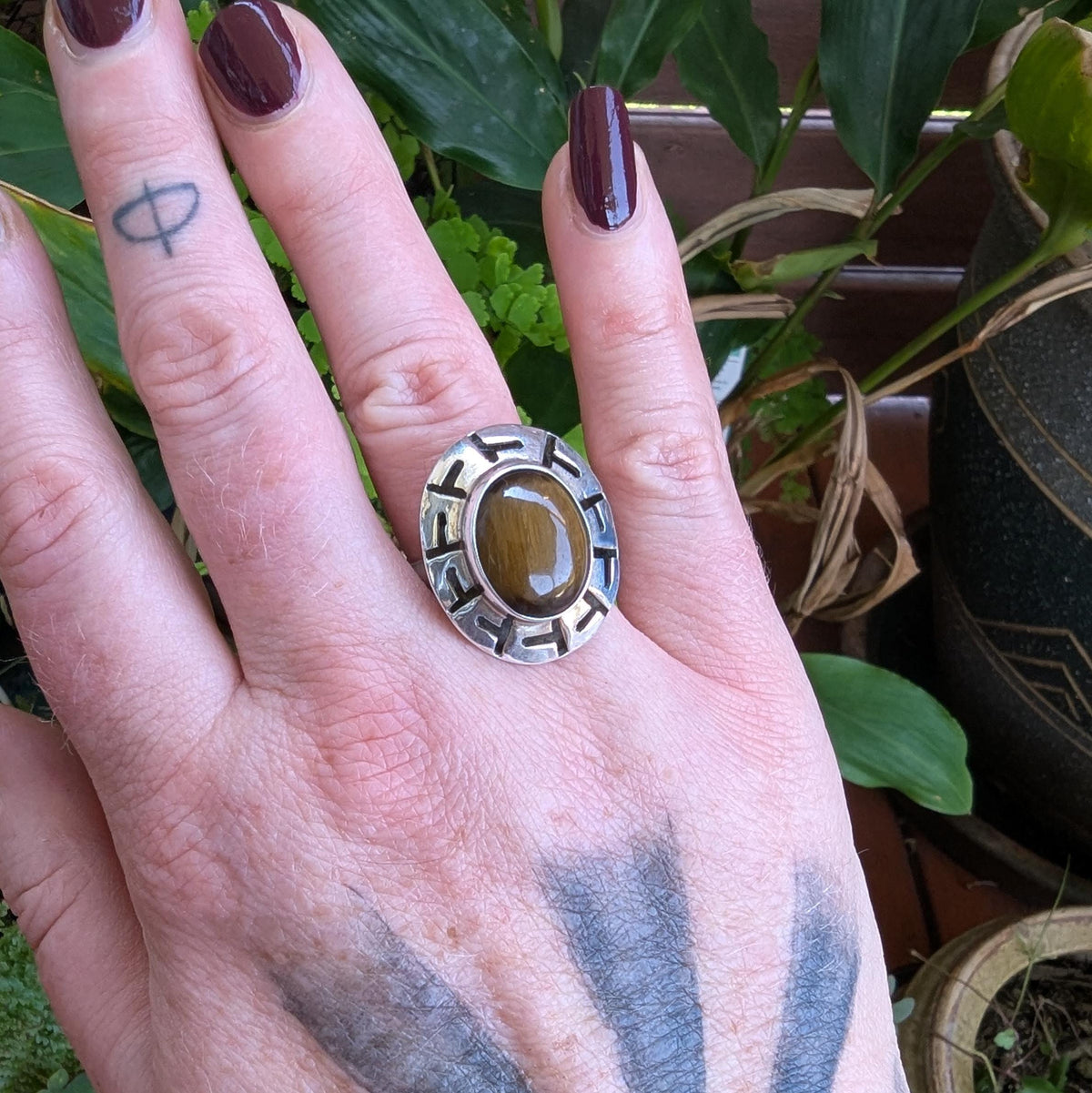 Vintage Tigers Eye Mexican Sterling Silver ring