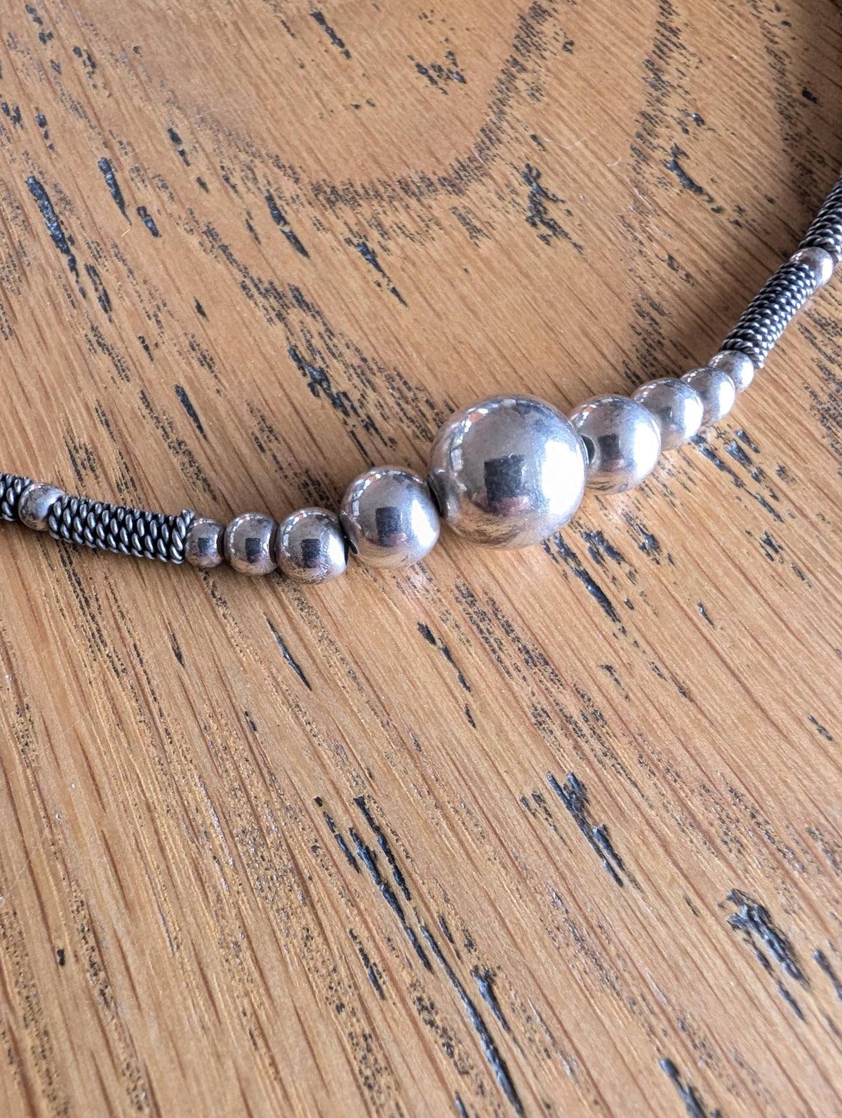 Vintage Sterling Silver beaded necklace