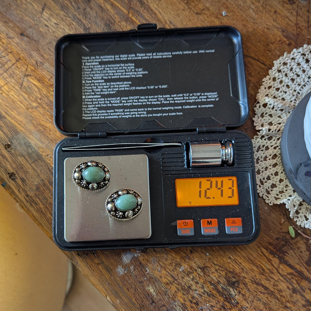Vintage Aventurine Sterling Silver clip-on earrings