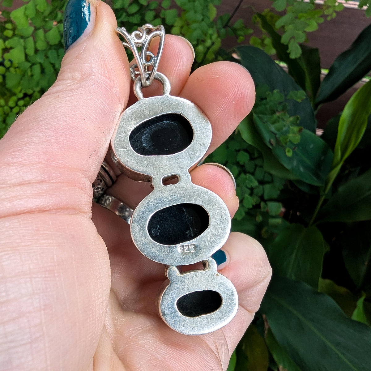 Vintage Onyx & Sterling Silver statement pendant