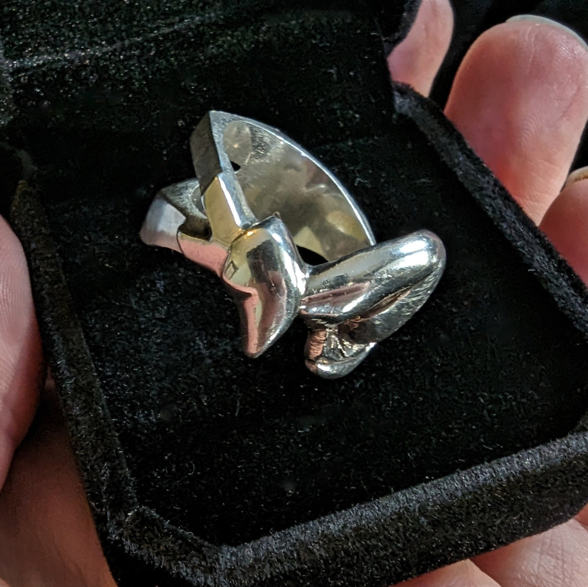 925 Sterling Silver Geometric Fox statement ring
