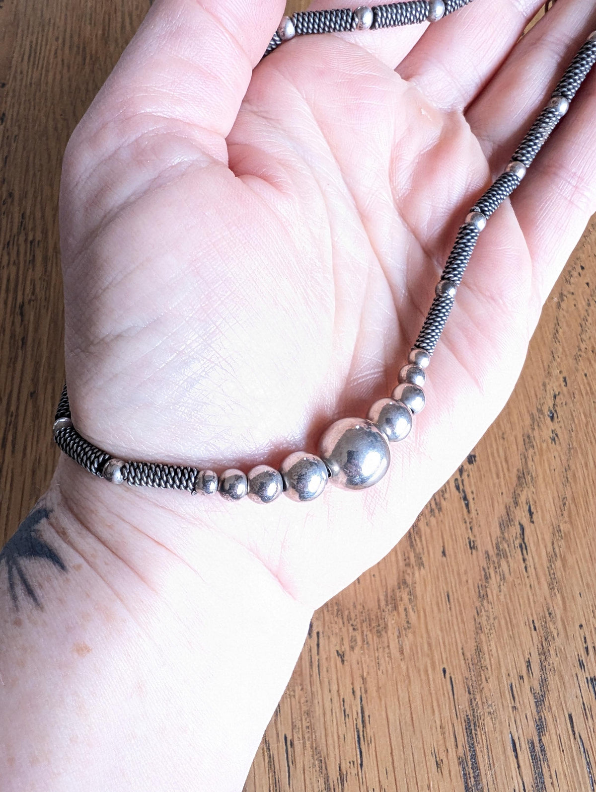 Vintage Sterling Silver beaded necklace