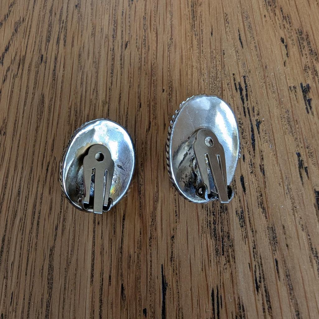 Vintage Aventurine Sterling Silver clip-on earrings