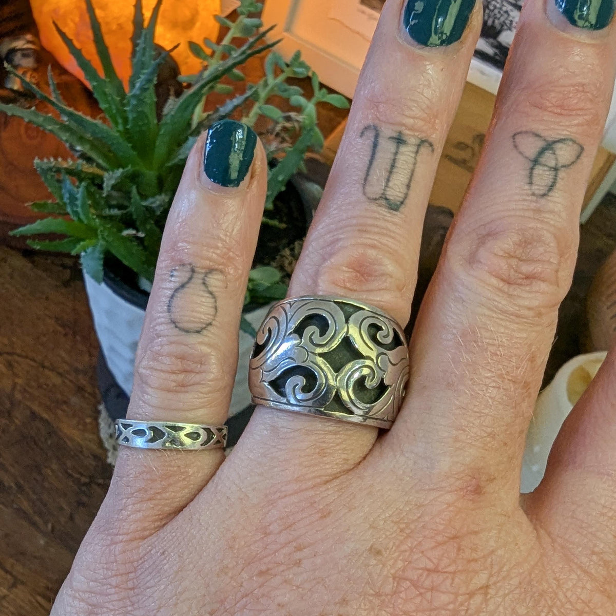Vintage Sterling Silver wide band ring