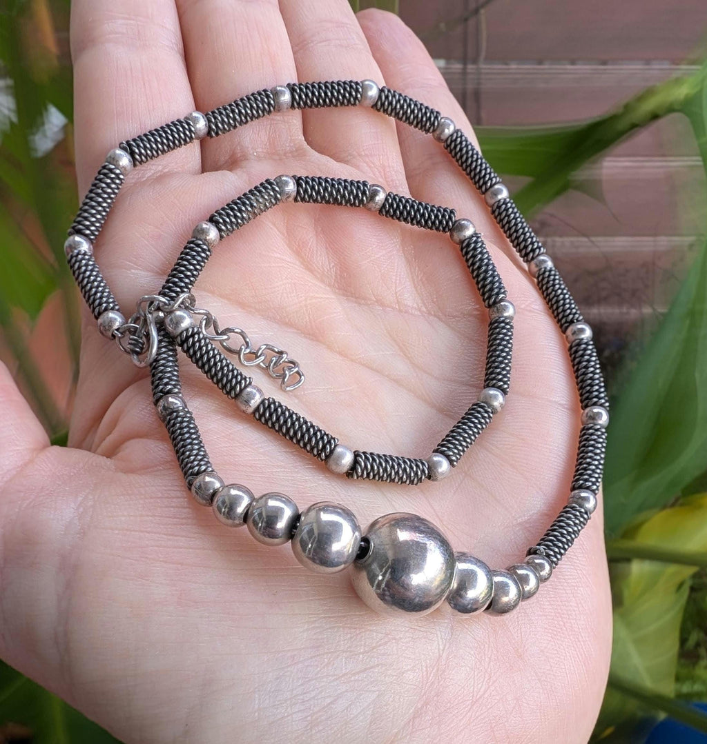 Vintage Sterling Silver beaded necklace
