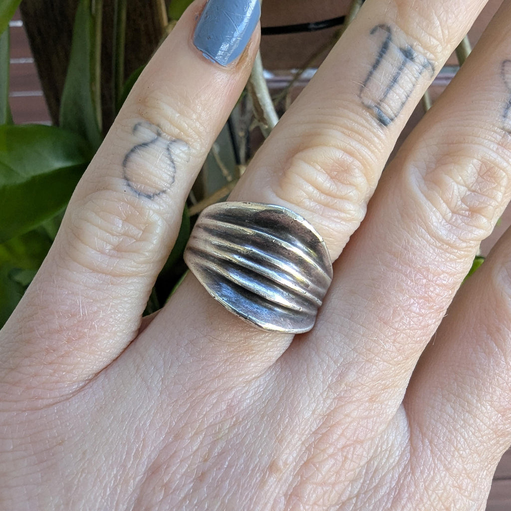 Vintage Mexican Sterling Silver solid chunky ring