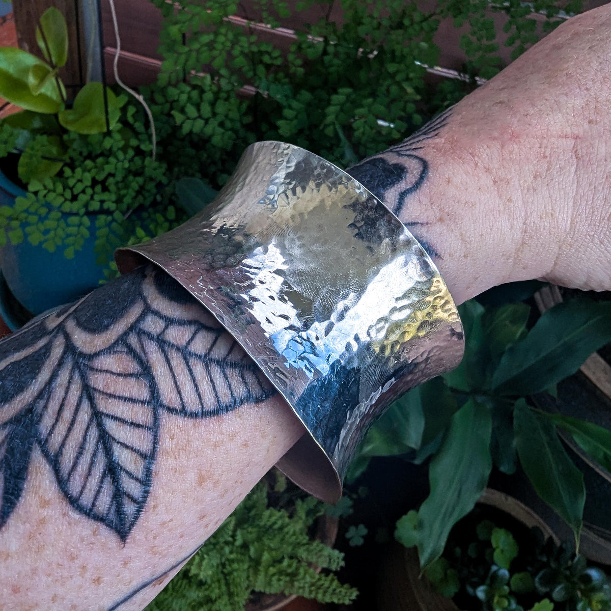 Vintage Chunky Hammered Sterling Silver Cuff bracelet