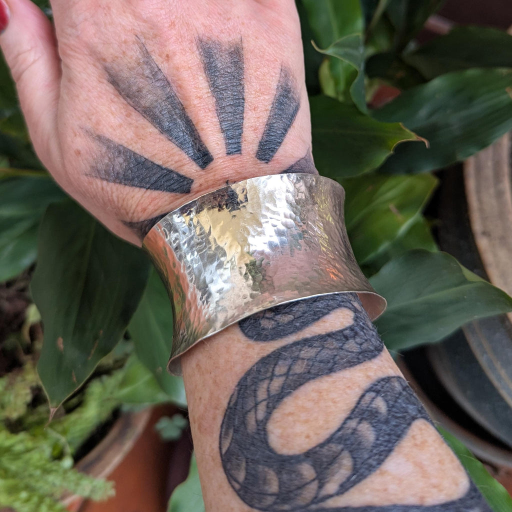 Vintage Chunky Hammered Sterling Silver Cuff bracelet
