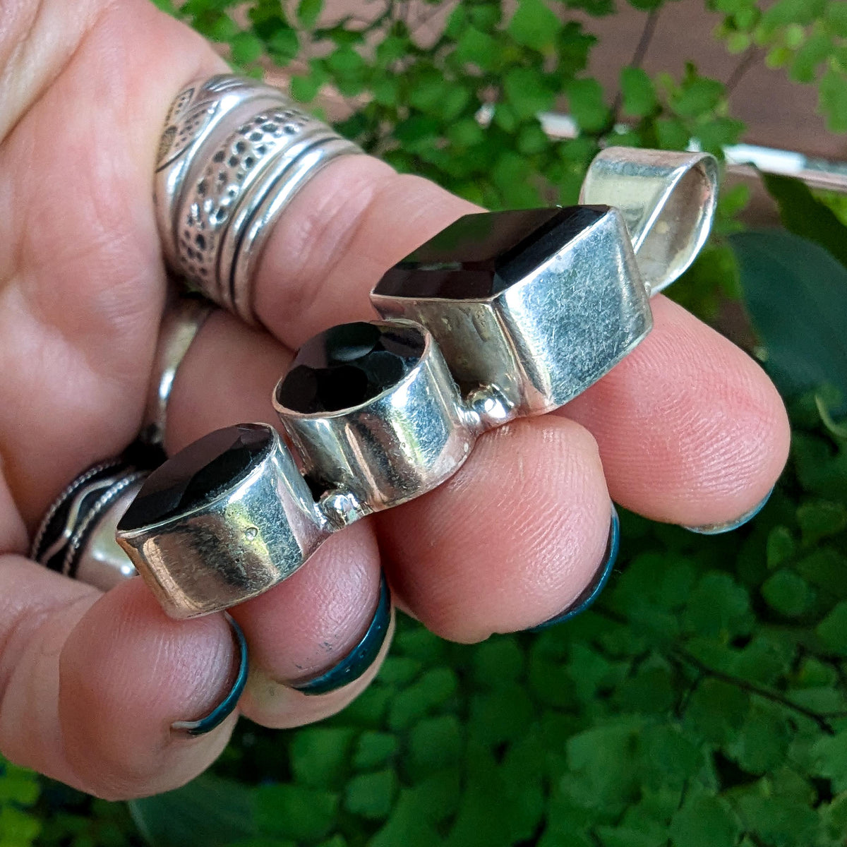 Vintage Onyx & Sterling Silver pendant