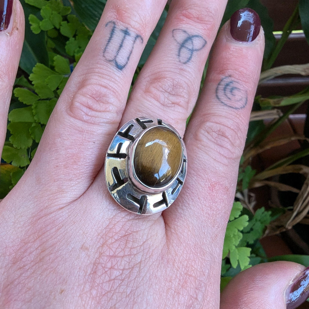 Vintage Tigers Eye Mexican Sterling Silver ring