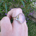 Rose Quartz Sterling Silver & 18 Carat Gold Vintage Ring