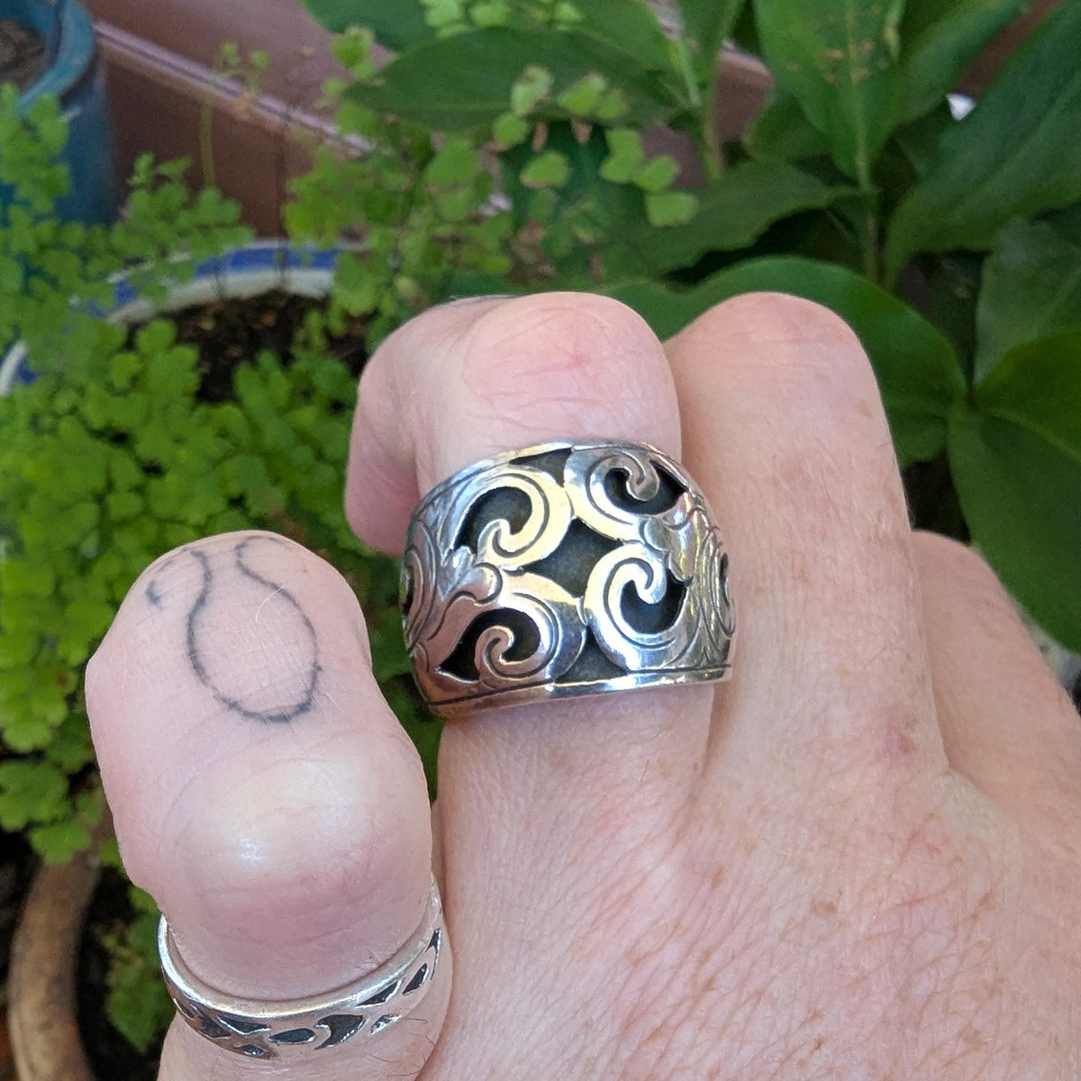 Vintage Sterling Silver wide band ring