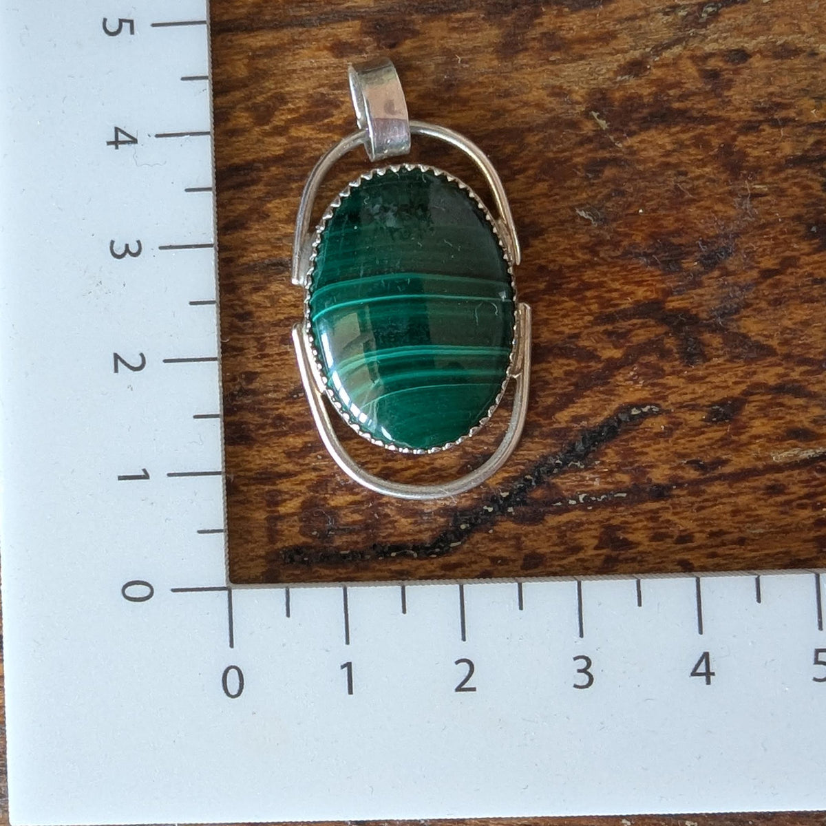 Vintage Navajo Malachite & sterling silver pendant by J Manuelito