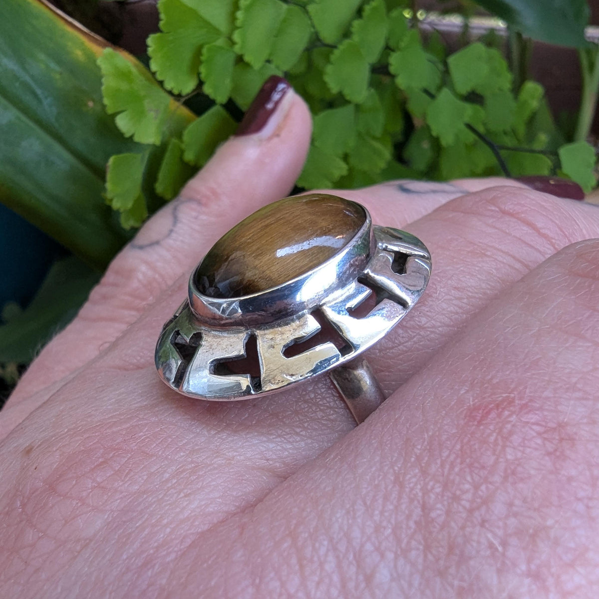 Vintage Tigers Eye Mexican Sterling Silver ring