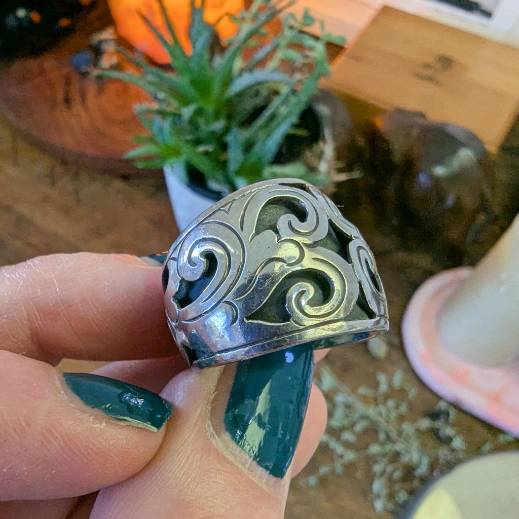 Vintage Sterling Silver wide band ring