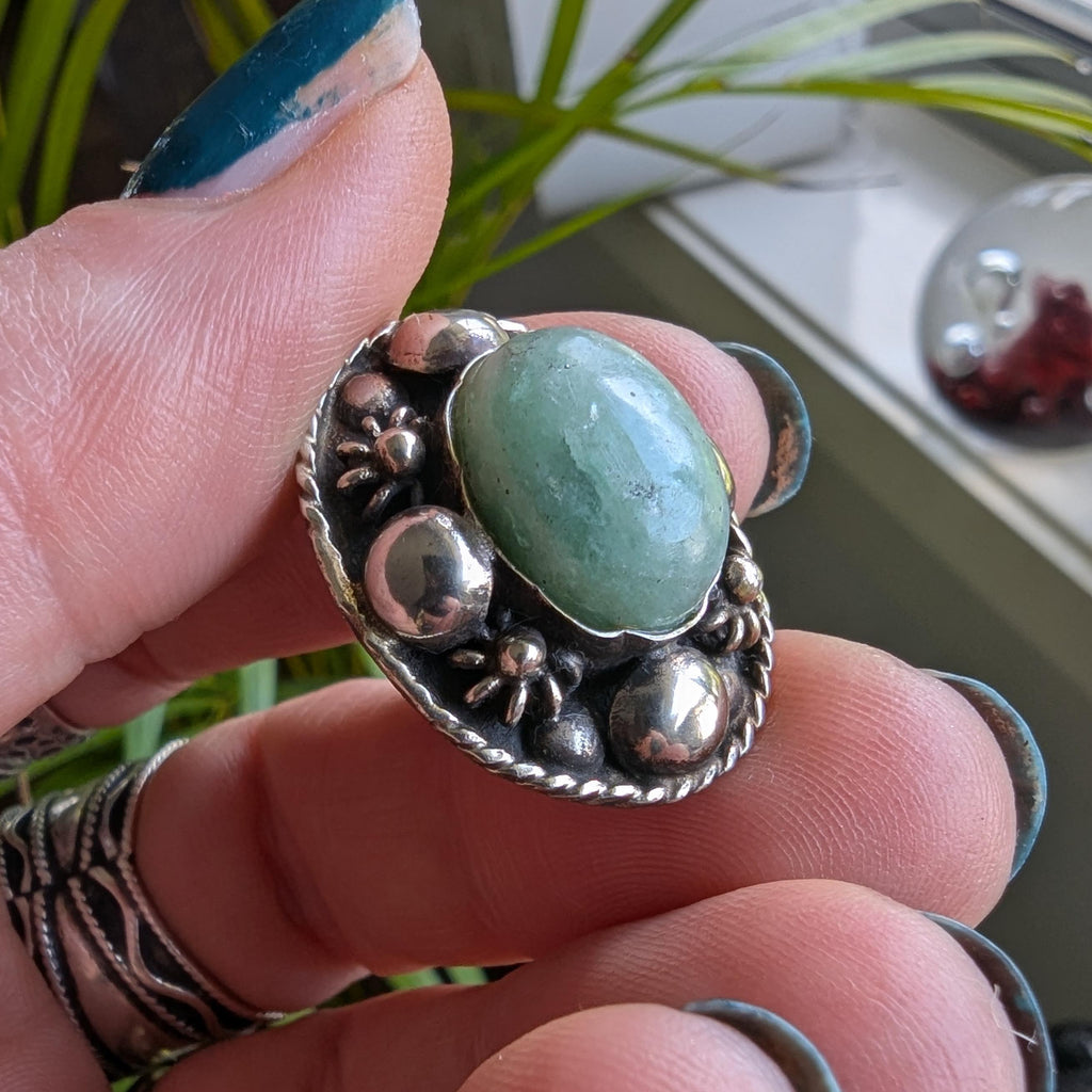 Vintage Aventurine Sterling Silver clip-on earrings