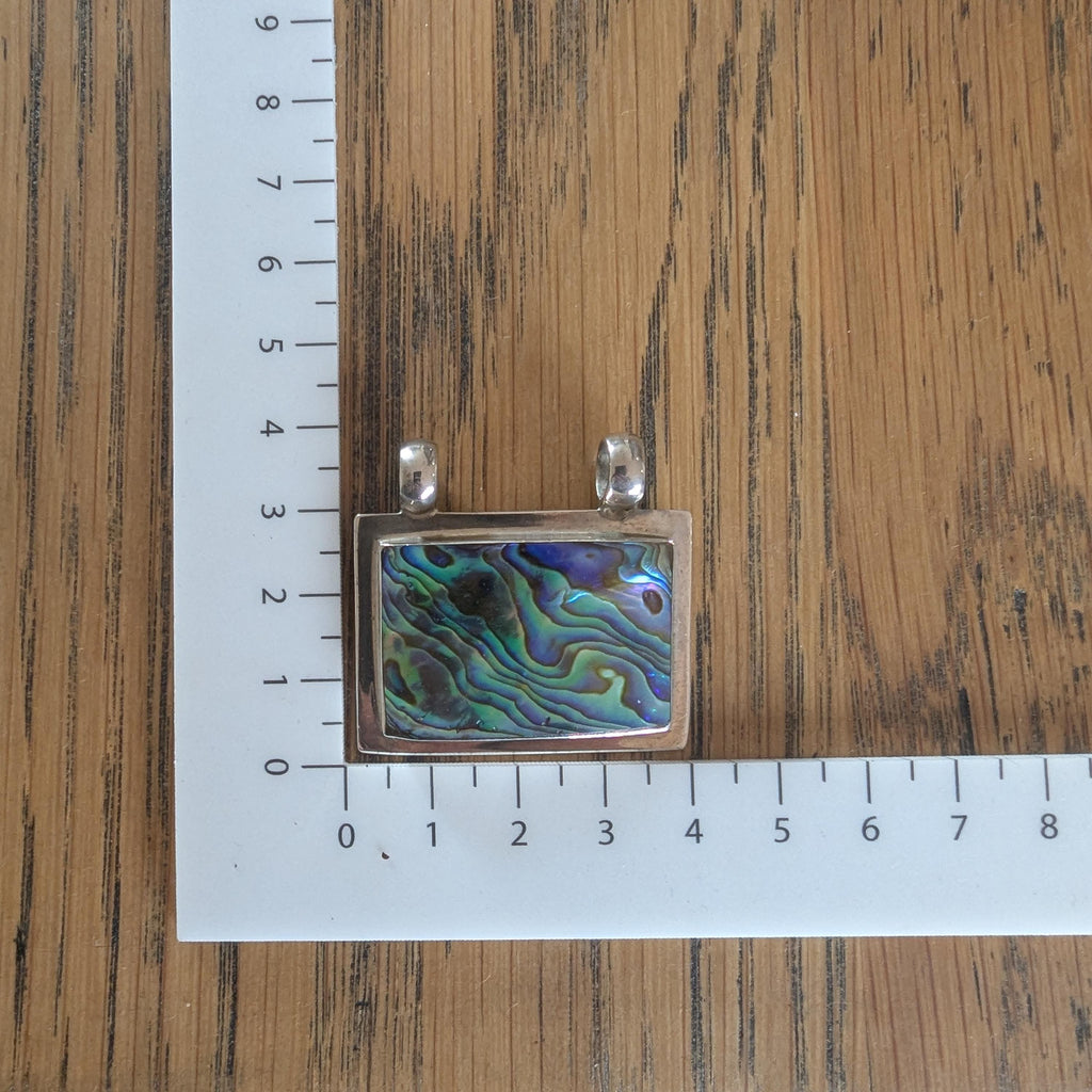 Vintage Chunky Sterling Silver Paua shell pendant