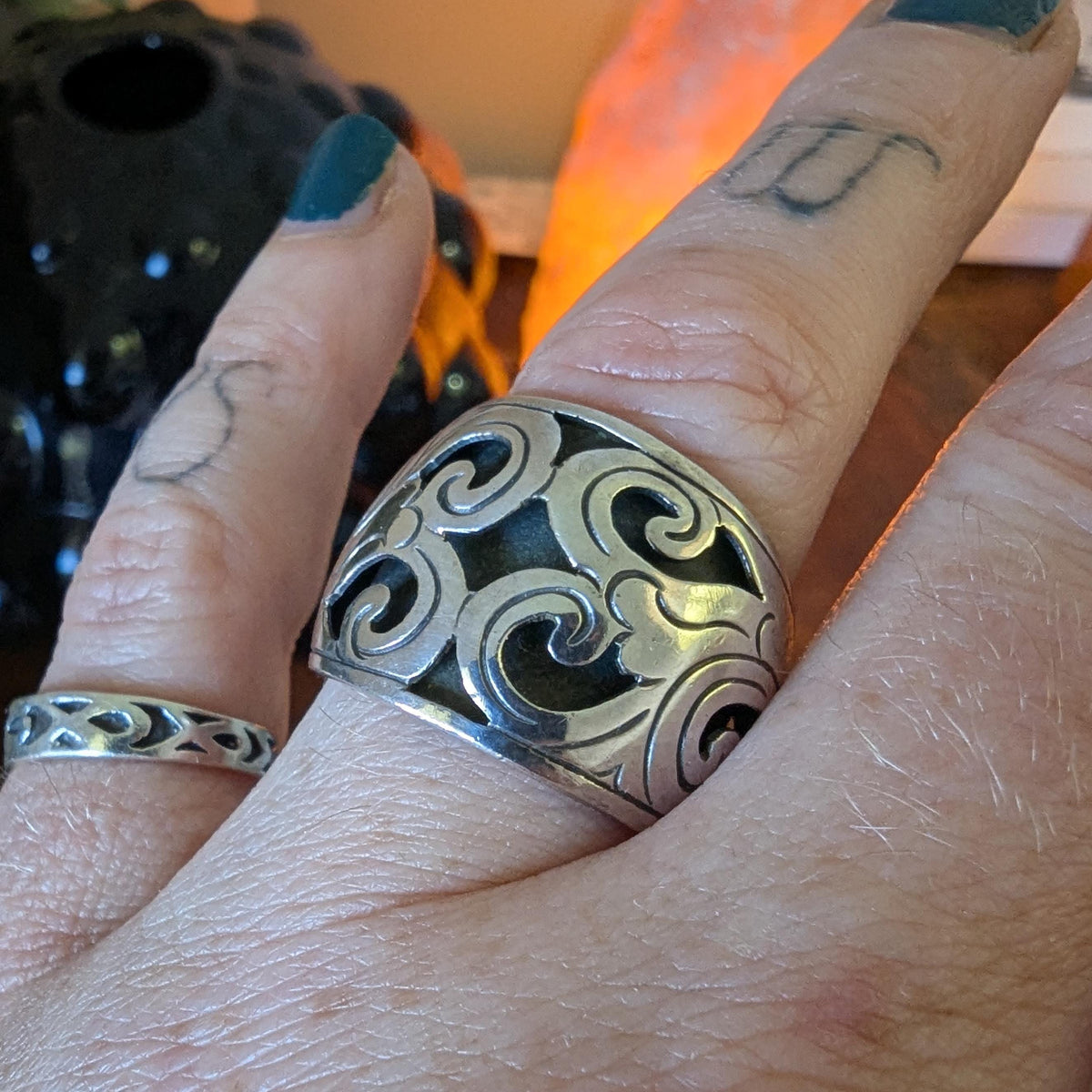 Vintage Sterling Silver wide band ring