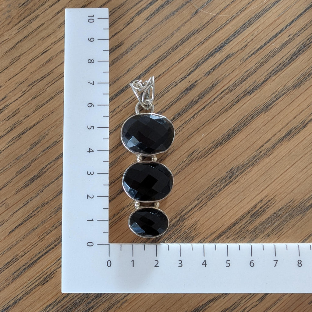 Vintage Onyx & Sterling Silver statement pendant