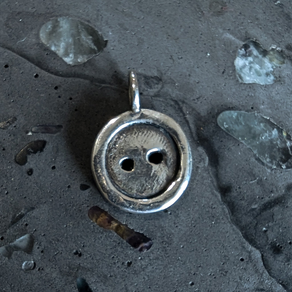 Fine silver button pendant