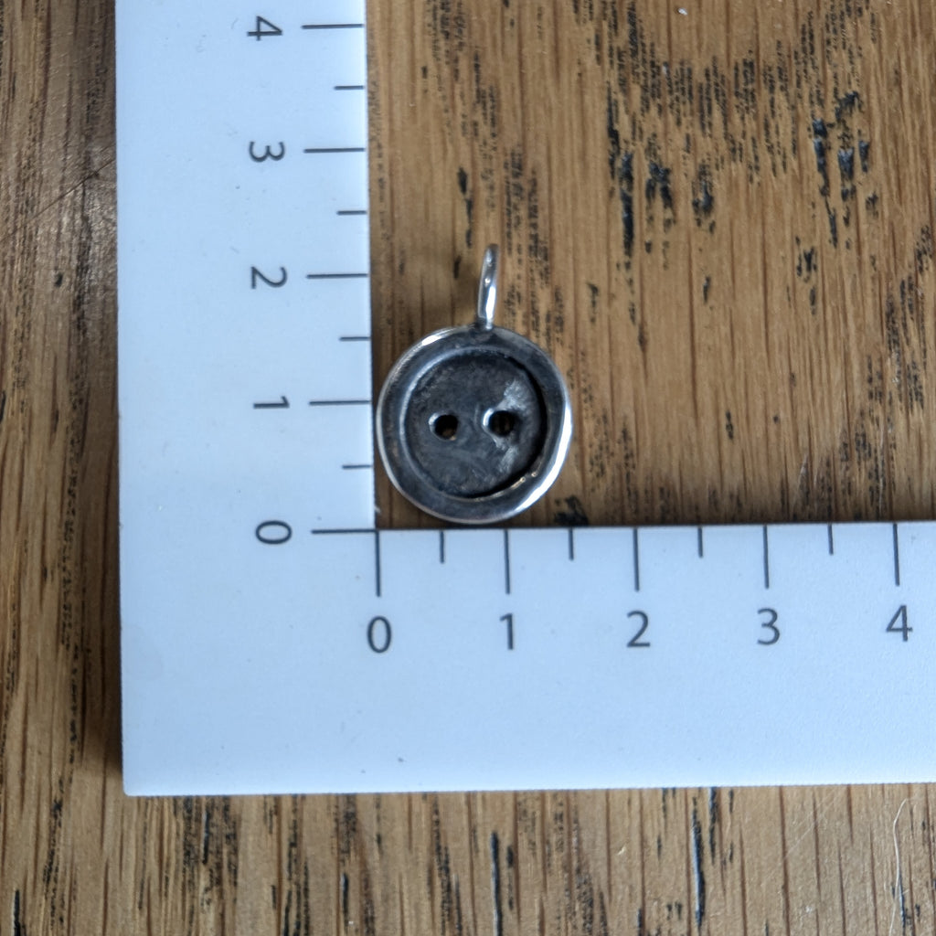 Fine silver button pendant