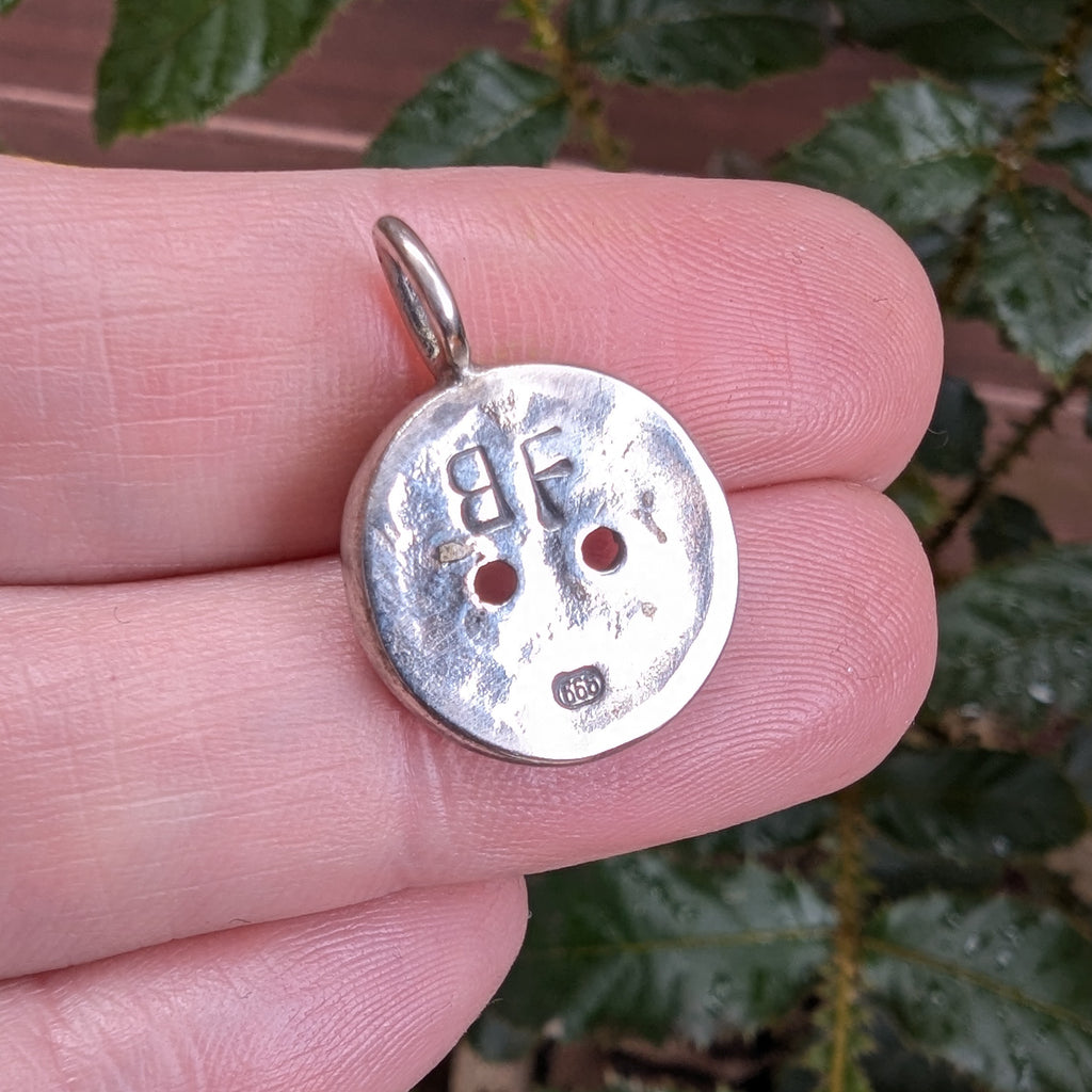 Fine silver button pendant