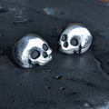 Fine silver skulls - stud earrings