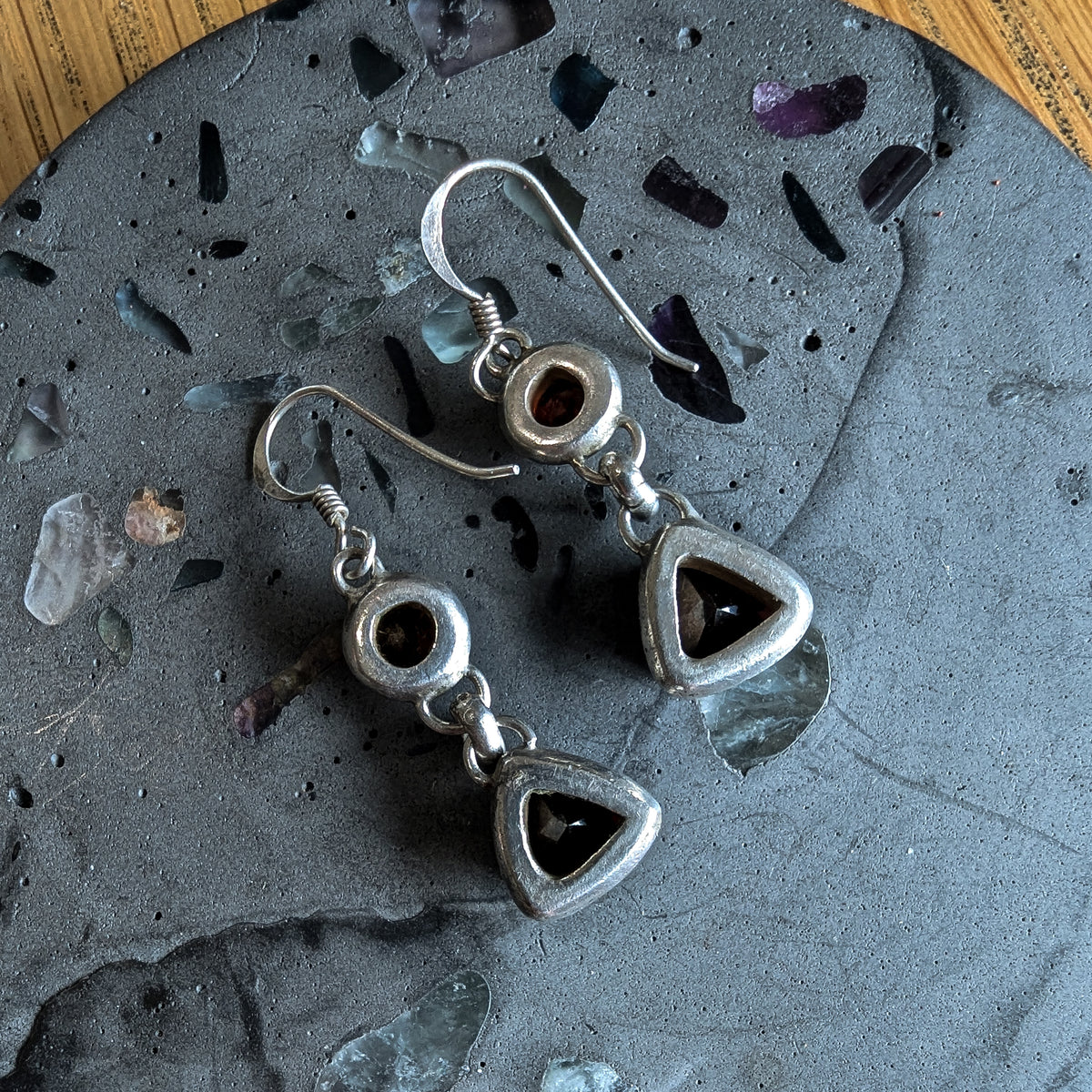 Vintage Garnet & Sterling Silver drop earrings