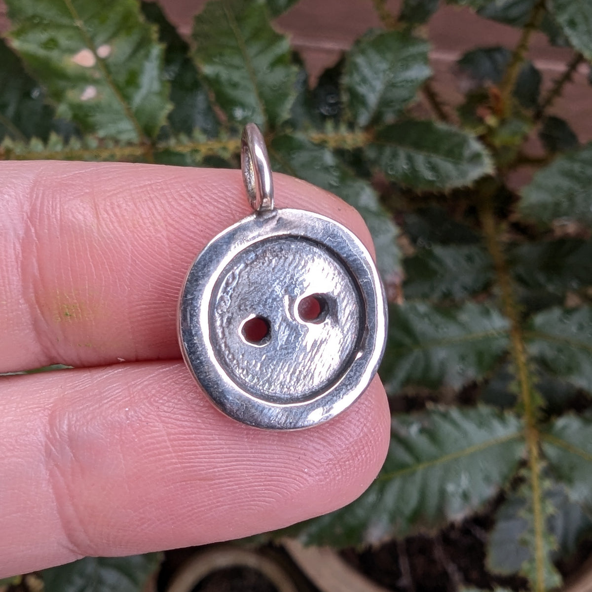 Fine silver button pendant